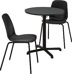 Set de masa si scaune IKEA Stenssele/Lidas 70cm 1+2 Antracit/Negru