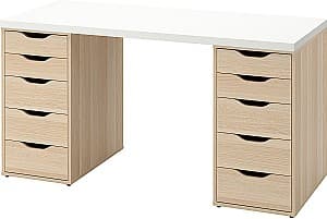 Компьютерный стол IKEA Lagkapten/Alex 140x60 Белый/Под Беленый Дуб