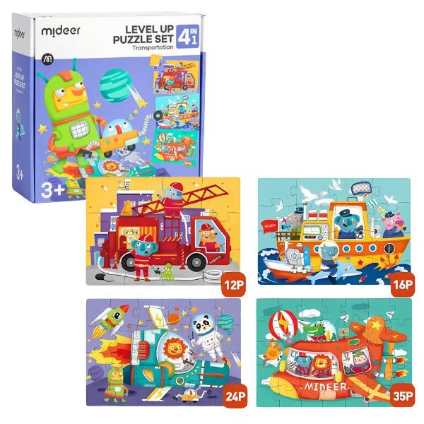 Puzzle Mideer Transport, 4 în 1 CT1451