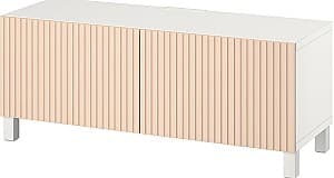 Тумба под телевизор IKEA Besta/Bjorkoviken/Stubbarp 120x42x48 Белый/Березовый шпон