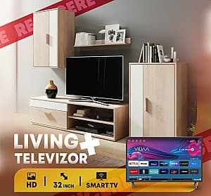 Living Yasen Berno Stejar Sonoma/Alb + Televizor Allview 32iPlay6000-H