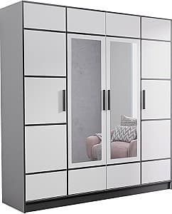 Dulap Prime Furniture Roj 4D 207 with decorative stripes White/Black