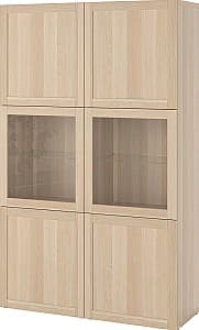 Dulap cu vitrina IKEA Besta/Hanviken 120x42x193 Aspect Stejar