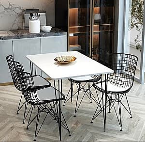 Набор стол и стулья Prestige 70x110x75cm 1+4 Белый/Черный