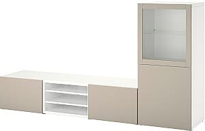 Стенка IKEA Besta/Sindvik/Lappvike  нажимные направляющие 240x42x129 Белый/Серо Бежевый