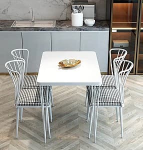 Набор стол и стулья Prestige Metal Chair 70x110cm 1+4 Белый/Черный