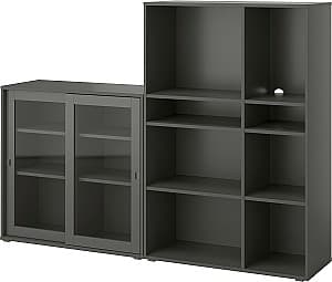 Стеллаж IKEA Vihals стеклянные дверцы 190x37x140 Темно Серый