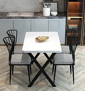 Набор стол и стулья Prestige X Leg 70x110x75cm 1+4 Белый/Черный