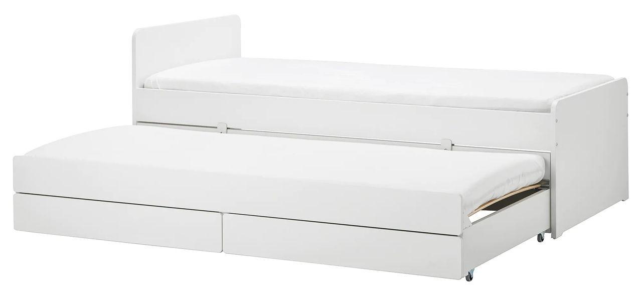 Pat IKEA Slakt cu pat retractabil/cu cutii depozitare 90x200 Alb