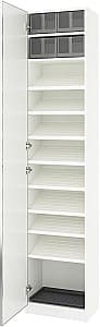 Шкаф пенал IKEA Pax/Aheim полки/коробки/зеркало 50x38x236 Белый