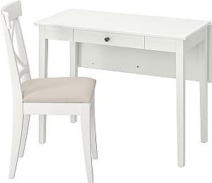 Набор стол и стулья IKEA Idanas/Ingolf/Hallarp 1+1 Белый/Бежевый