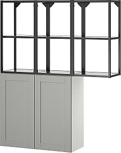 Шкаф в ванную IKEA Enhet подвесная рама/2 дверцы 120x32x150 Антрацит/Серый