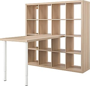 Etajera IKEA Kallax/Lagkapten 147x159x147 Alb/Aspect Stejar