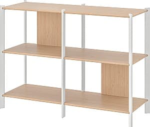 Стеллаж IKEA Jattesta 120x85 Белый/Светлый Бамбук