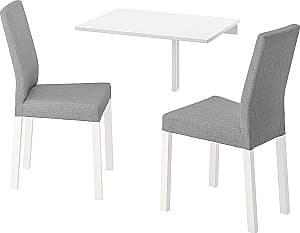 Набор стол и стулья IKEA Norberg/Kattil/Knisa 74см 1+2 Белый/Серый