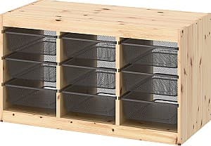 Etajera IKEA Trofast 9 cosuri 93x44x52 Pin Vopsit Alb/Gri Inchis