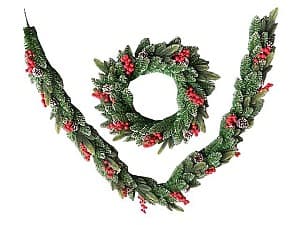 Елочная ветка PE крона с выжимками и шишками 50см