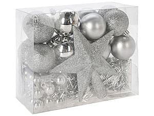 Jucarii de brad Christmas 54buc in cutie Silver