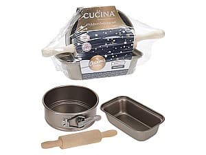 Set de bucatarie pentru papusi Christmas de patiserie, 2 forme si citor