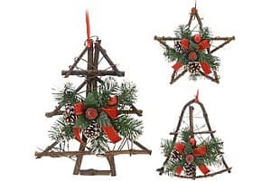 Елочная ветка Christmas натуральный 25см, из ротанга
