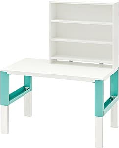 Masa de scris IKEA Pahl cu etajera 96x58 Alb/Turcoaz