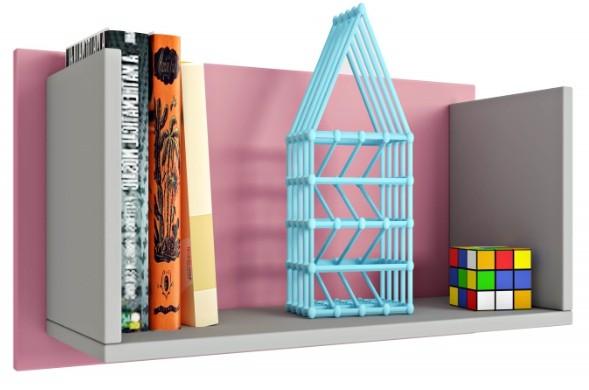 Полка на стену Polini Kids Mirum 5L 600 Grey-Pink