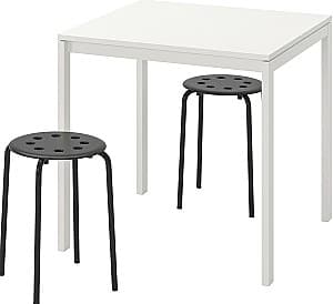 Set de masa si scaune IKEA Melltorp/Marius 75cm 1+2 Alb/Negru