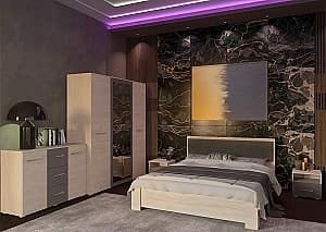 Set dormitor Yasen Bari Nr.1 Hykory Rockford Deschis/Grafit Gri