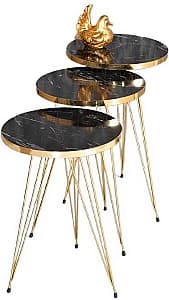 Журнальный столик Prestigio Bendir 3pcs 330 Черный Мрамор/Золотистый