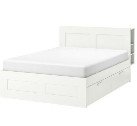 Pat IKEA Brimnes White Lonset 180×200 cm (4 cutii cu depozitare)