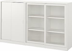 Dulap cu vitrina IKEA Tonstad usi glisante/sticla 201x37x116 Alb