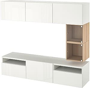 Стенка IKEA Besta/Eket/Selsviken плавно закрывающиеся направляющие 180x42x166 Белый/Глянцевый