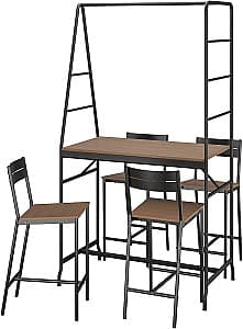 Set de masa si scaune IKEA Haverud/Sandsberg 4 scaune 105cm Negru/Vopsit Maro