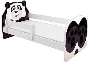 Pat copii Acma Meble Acma VII Animals Panda 80x160 bariera/saltea 7cm Alb/Negru