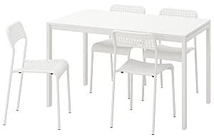 Set de masa si scaune IKEA Melltorp/Adde 125 cm Alb (1+4)