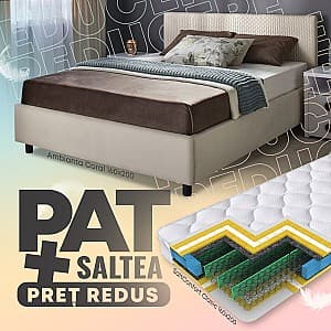 Pat Ambianta Coral 1.6 m Bej + Saltea Salt Confort Clasic 160x200