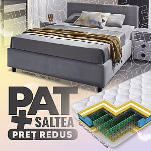 Pat Ambianta Coral 1.6 m Gri + Saltea Salt Confort Clasic 160x200