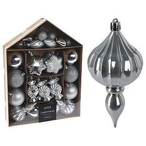 Игрушки для ёлки Christmas 32 шт серебряная коробка