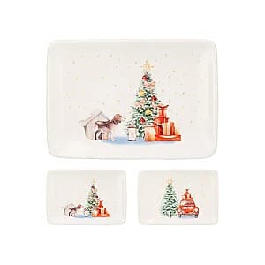 Farfurie Christmas de servit 25.5x18 cm Brad, ceramică