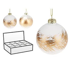 Jucarii de brad Christmas Pensula, alb cu auriu