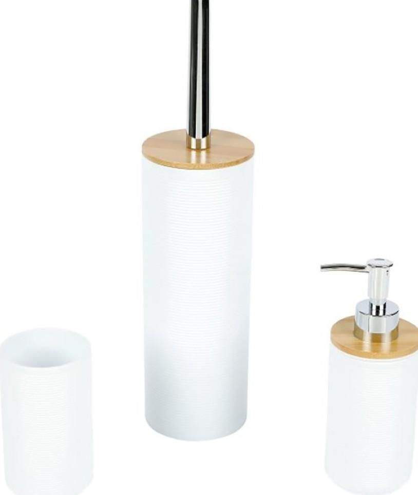 Набор для ванной комнаты Axentia White/Wood (135948)