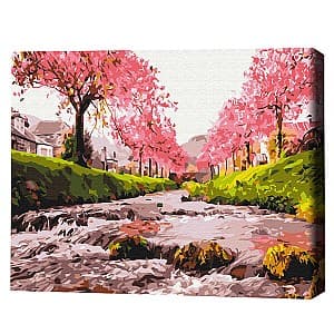 Tablou pe numere BrushMe Râul în sakura 40×50 cm (fără cutie) BS25577FC