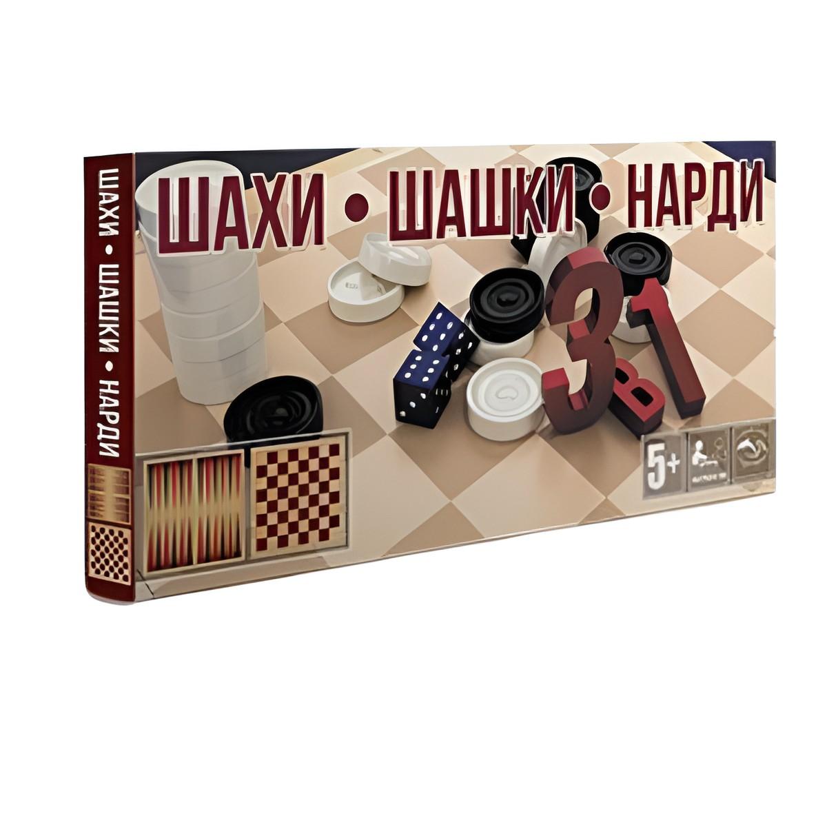 Joc de masa M-Toys Joc 3 în 1 de șah, table și dame (în cutie) (S0003)