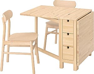 Набор стол и стулья IKEA Norraker/Ronninge 26x89x152 Береза (1+2)