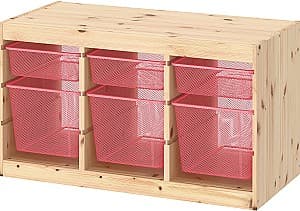 Etajera IKEA Trofast 6 cosuri 93x44x52 Pin Vopsit Alb/Rosu Deschis