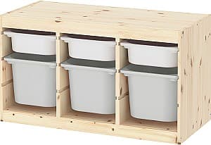 Etajera IKEA Trofast 6 containeri 93x44x52 Pin Vopsit Alb/Alb/Gri