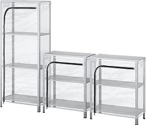 Стеллаж IKEA Hyllis с чехлом 180x27x74-140 Серый/Прозрачный
