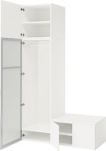 Dulap IKEA Platsa/Straumen/Fonner rafturi/bara/oglinda 140x57x241 Alb