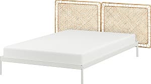Кровать IKEA Vevelstad 2 подголовника 140x200 Белый/Tolkning Ротанг
