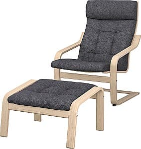 Кресло IKEA Poang/Gunnared Беленый Дубовый Шпон/Темно Серый